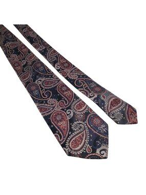 John Sparks Paisley Necktie Narrow Width Designer Navy Purple Elegant Menswear